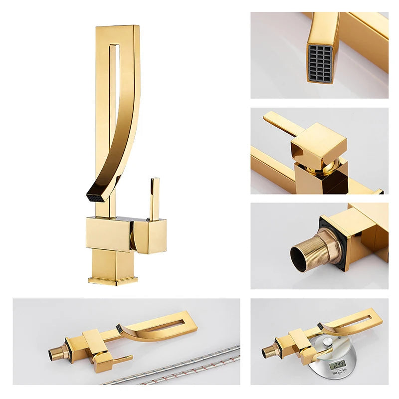 Wanmivezlo Basin Faucet Brass Deck Mounted Waterfall Tap