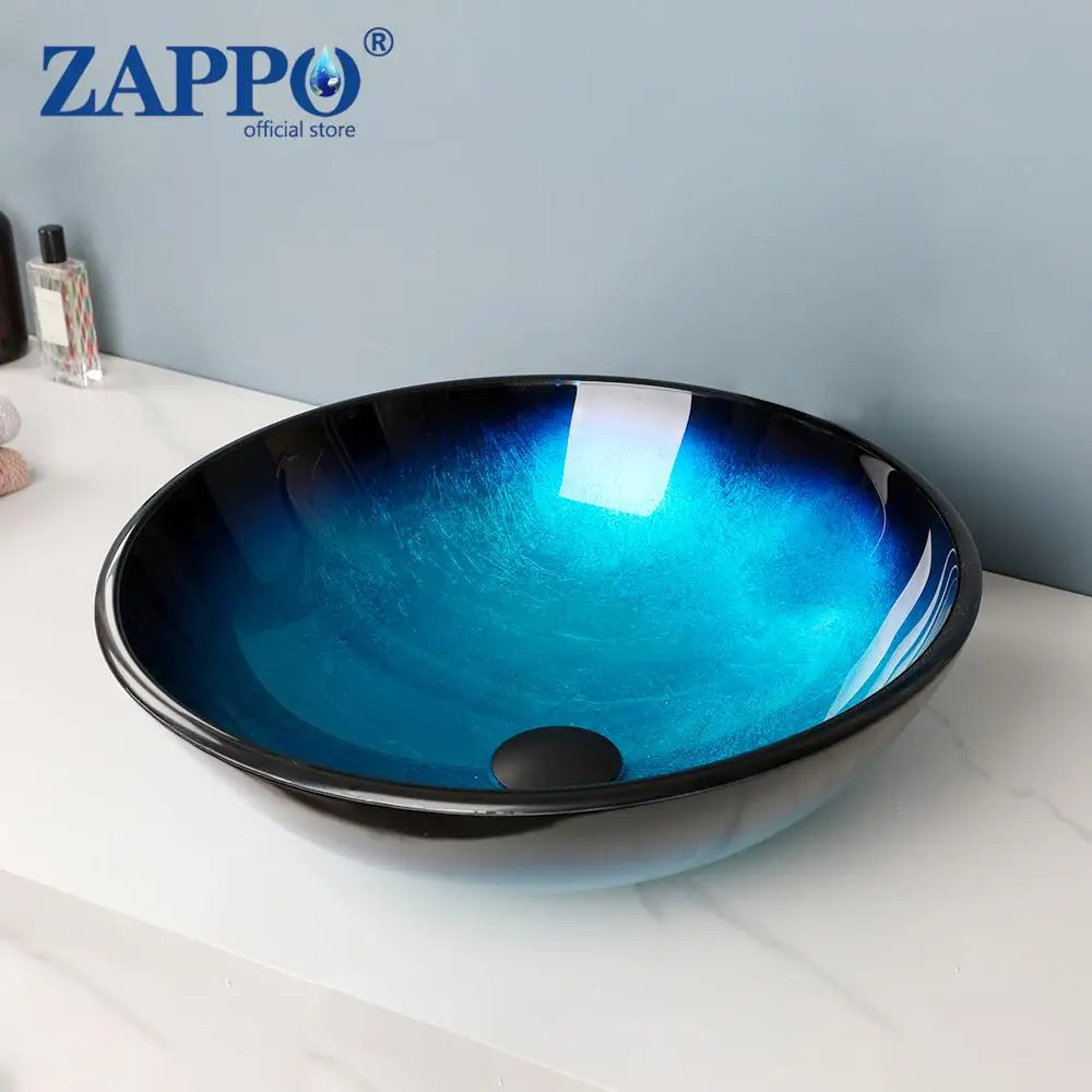 Torayvino Glass Bathroom Vessel Sink With Waterfall Faucet