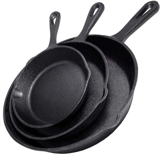 Hign-concerned Cast Iron Skillet Set Without Coating 3 4Pcs