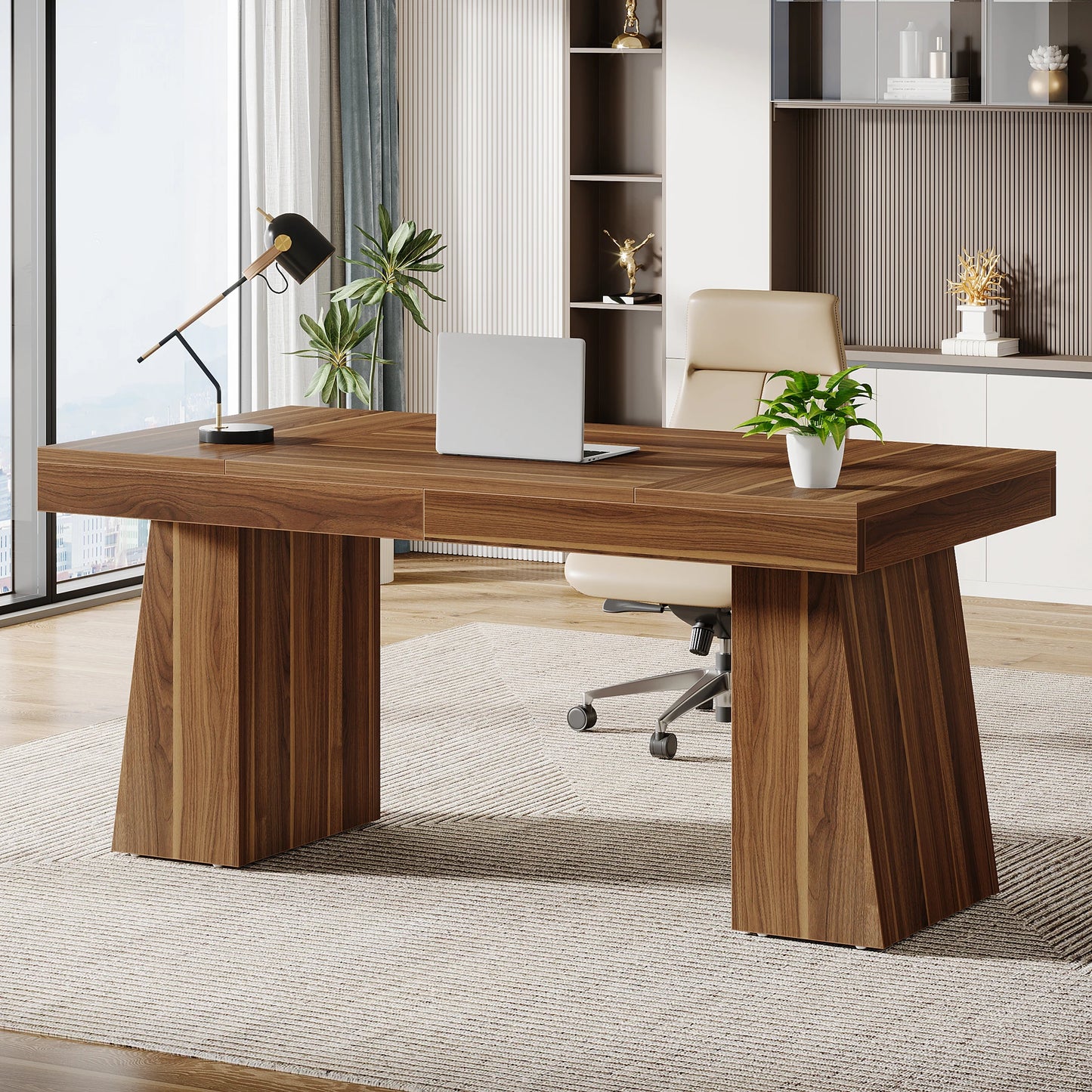 Tribesigns Executive Desk Mid Century Modern Home Office