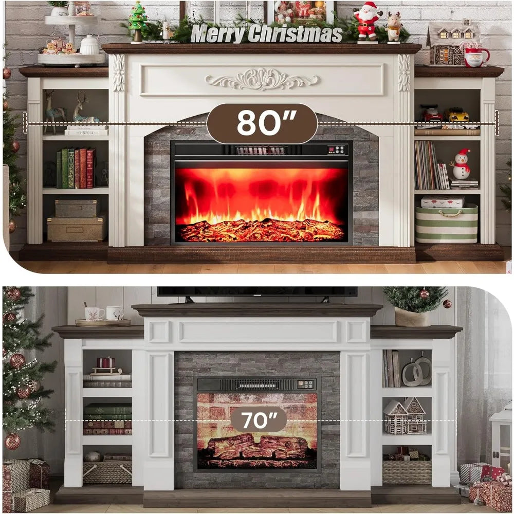 Electric Fireplace With Mantel TV Stand Modern Center