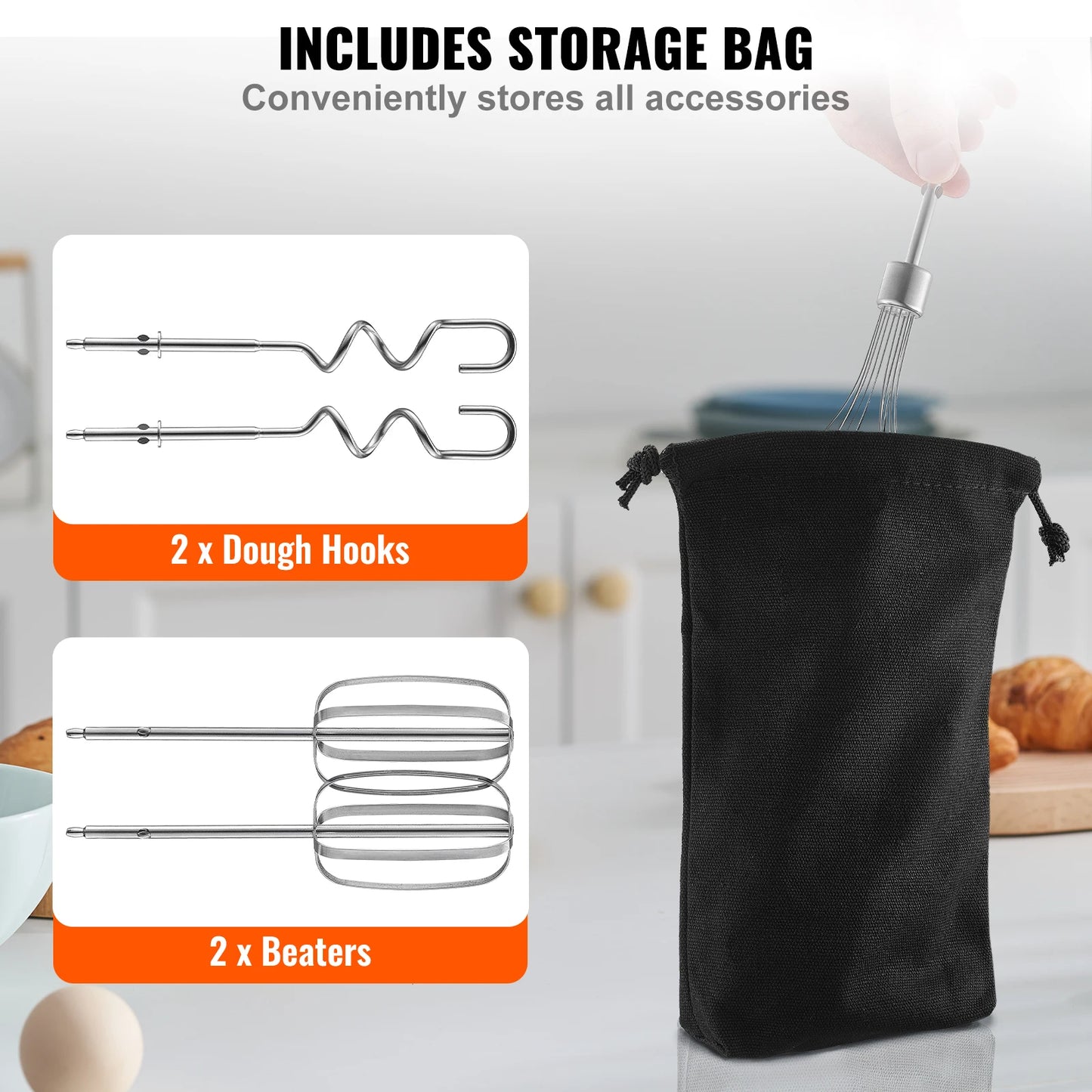 VEVOR Cordless Electric Hand Mixer Whipping Eggs and Cream