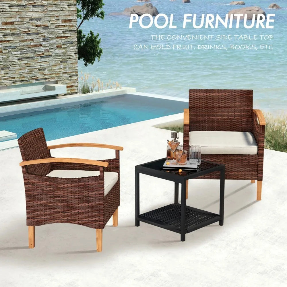 ZUIYU 3 Piece Outdoor Patio Furniture Set With Table