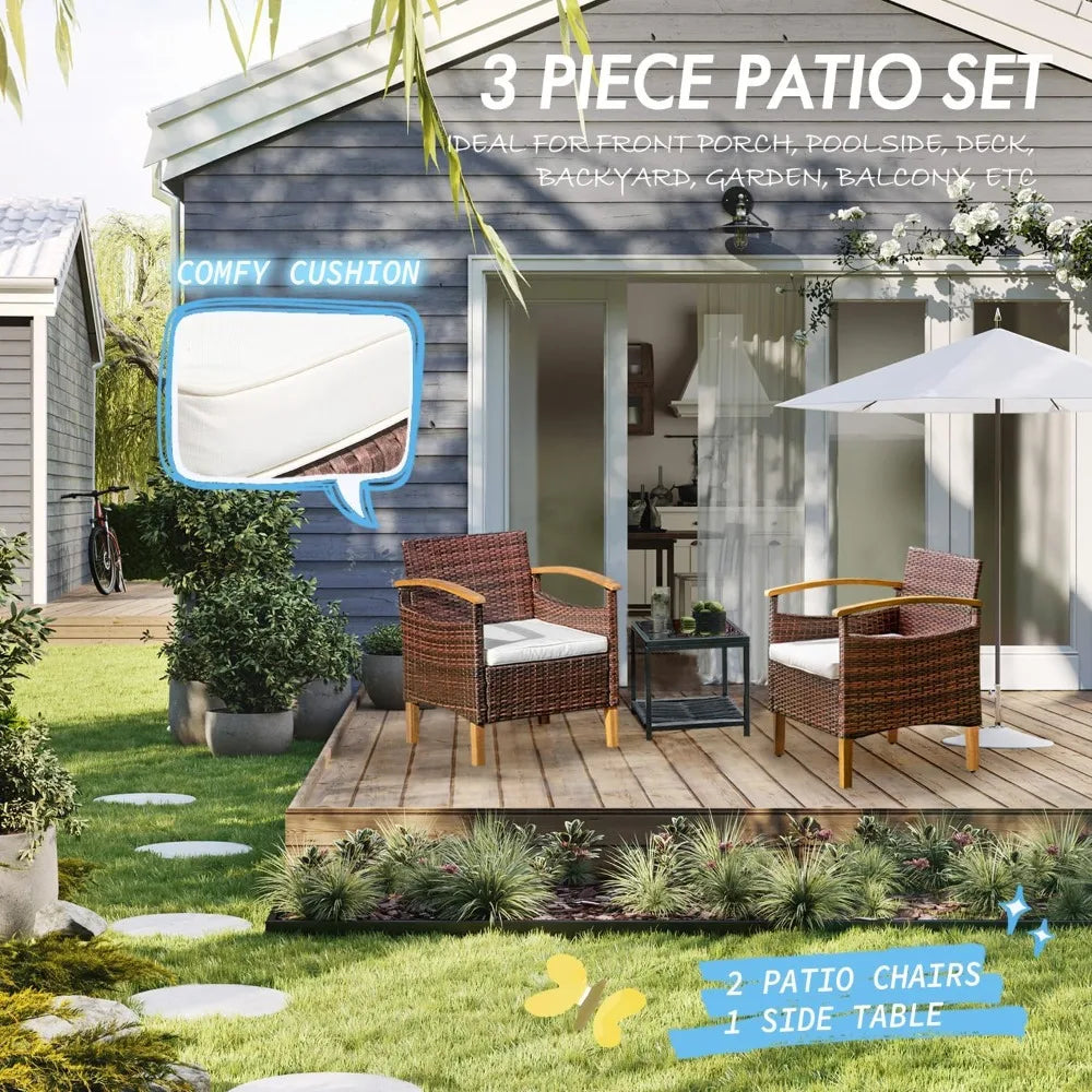 ZUIYU 3 Piece Outdoor Patio Furniture Set With Table