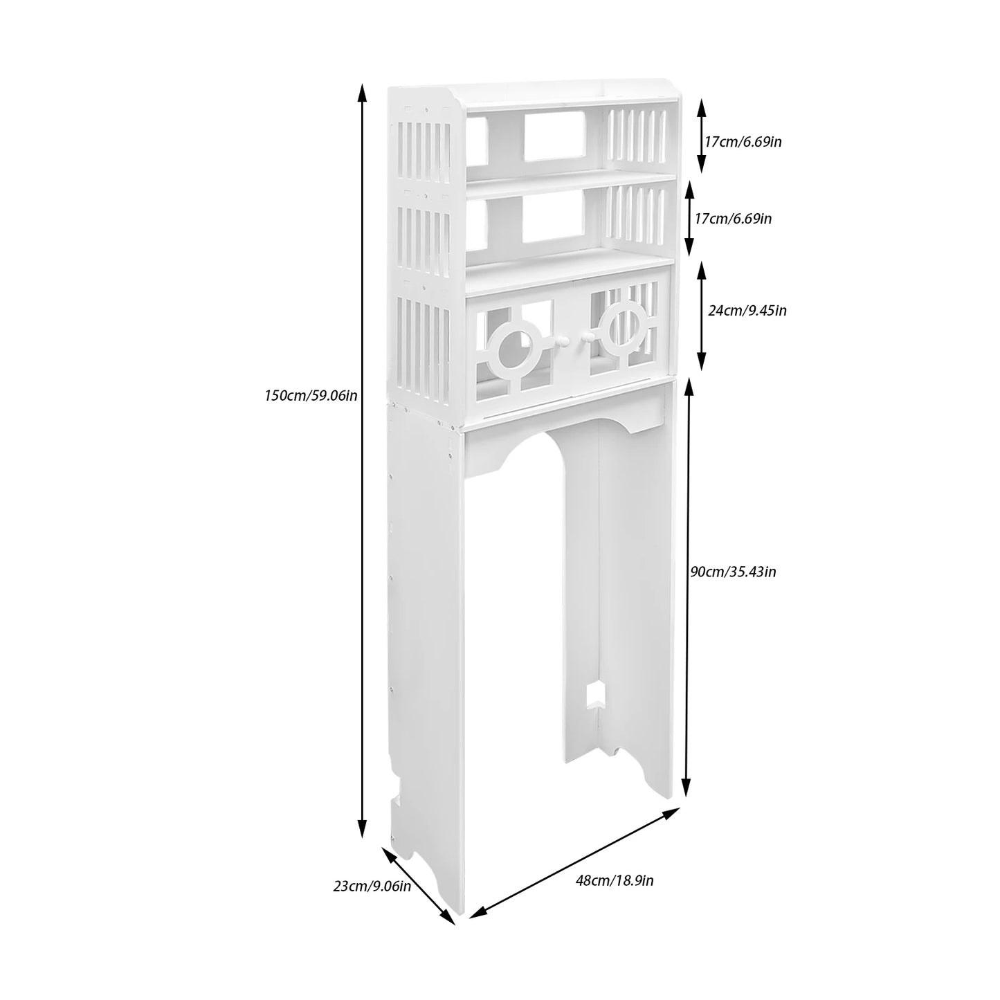 Bymaocar Four Tier Bathroom Cabinet Over Toilet Storage