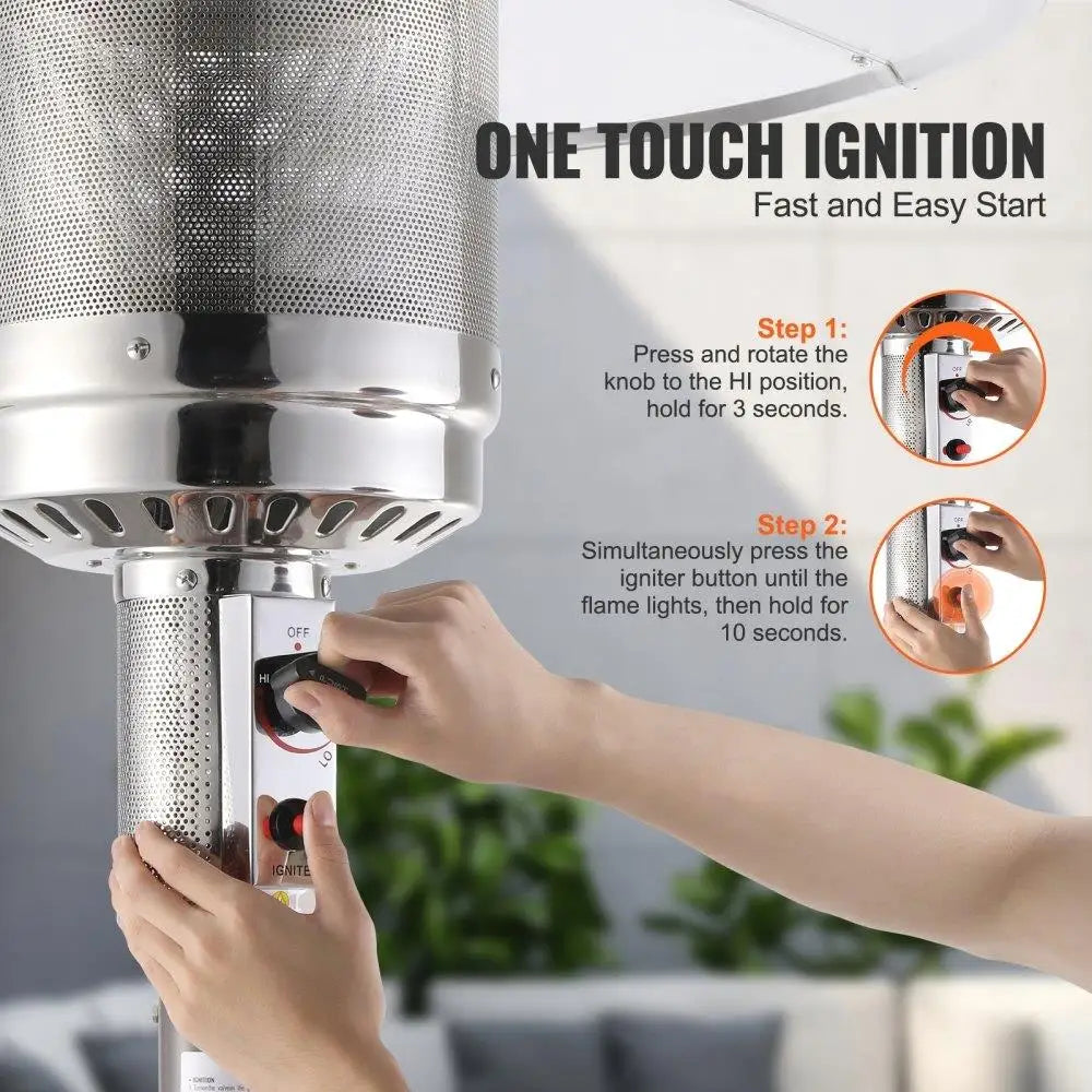 Outdoor Propane Patio Heater 50000BTU Tall Bronze Table Heat Lamp for Garden Deck Party