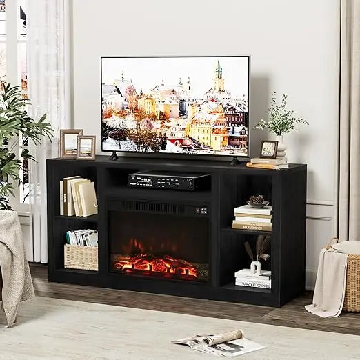 Fireplace TV Stand Farmhouse Entertainment Center Electric
