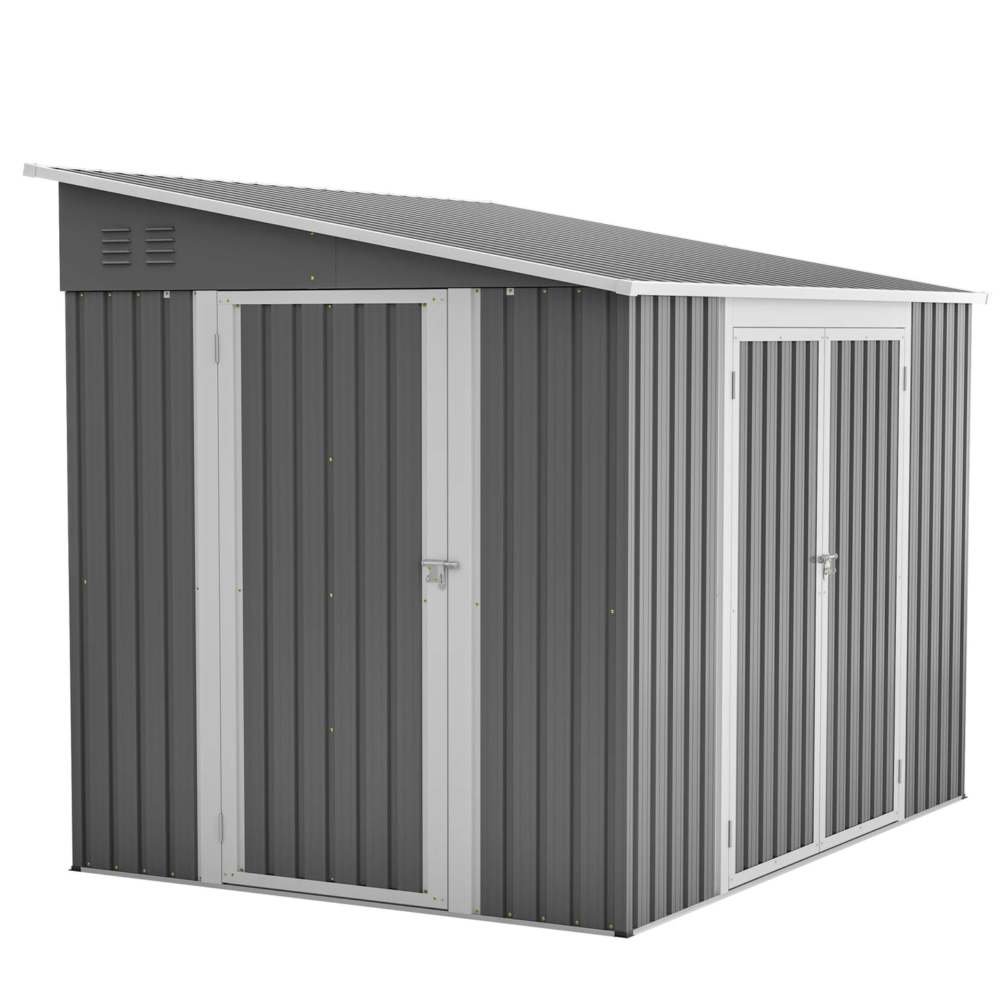 LZBEITEM Metal Outdoor Storage Shed With Two Lockable Doors