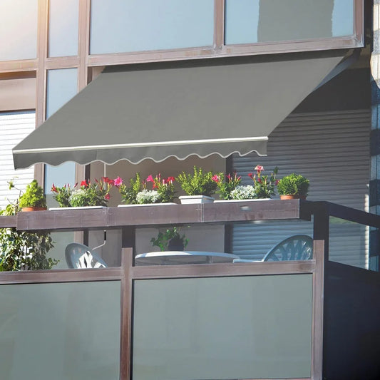 Ticify Retractable Patio Awning With Manual Crank