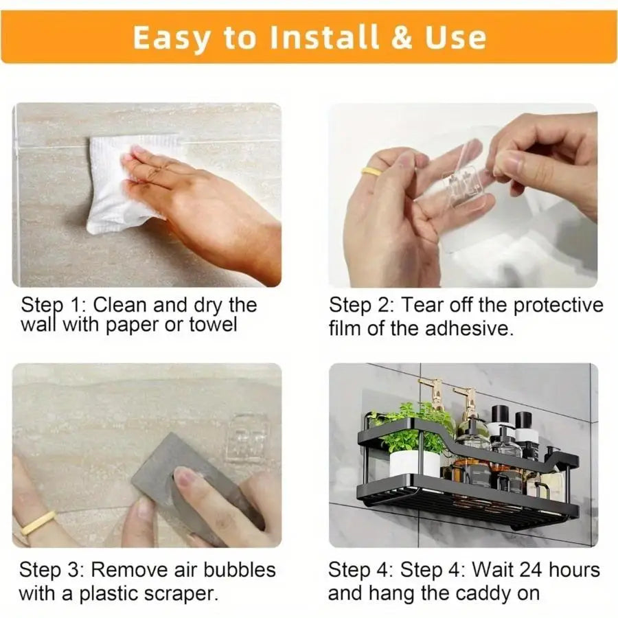 Hign-concerned Stainless Steel Adhesive Shower Caddy Set