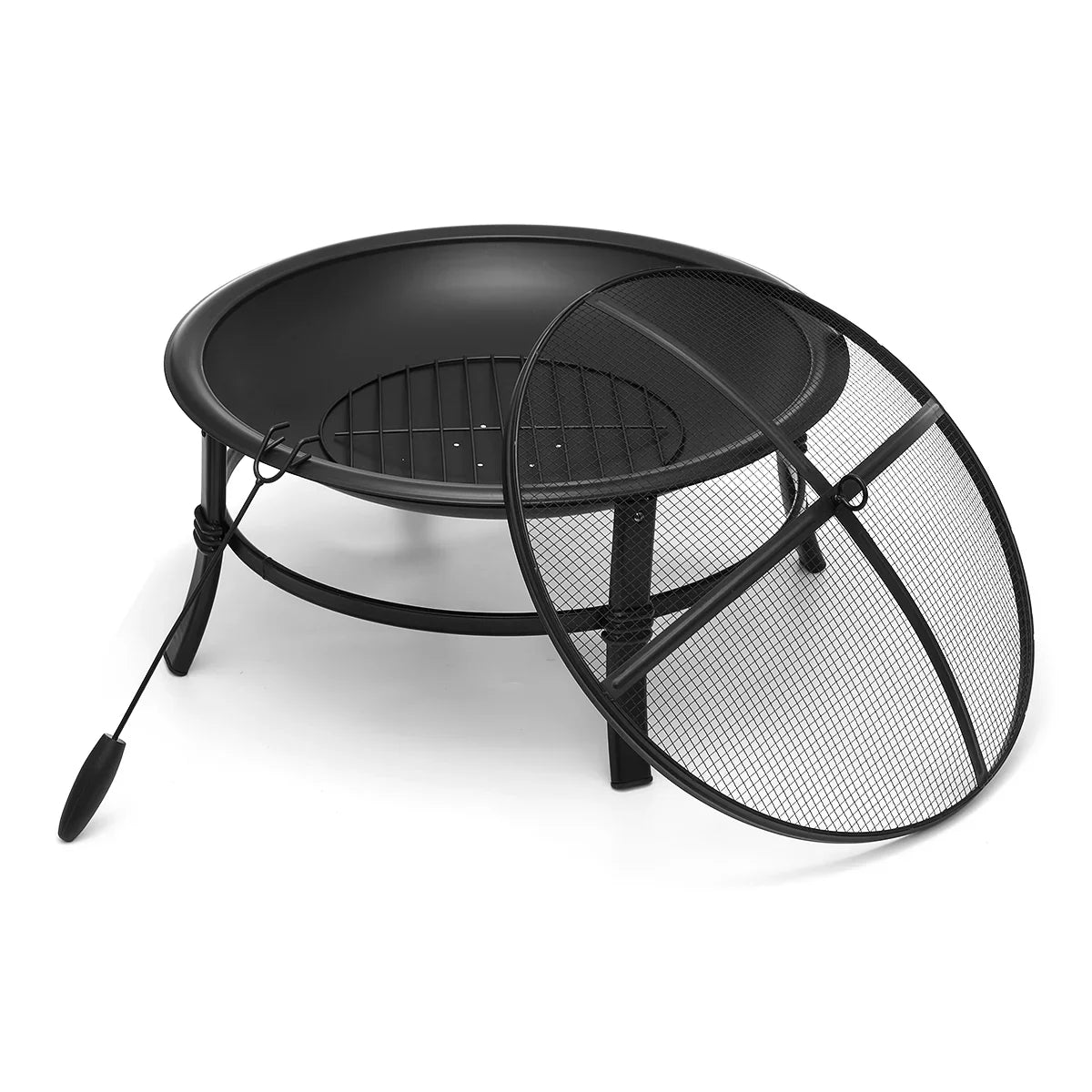 SinglyFire Outdoor Wood Burning Round Fire Pit With Cover