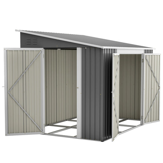 LZBEITEM Metal Outdoor Storage Shed With Two Lockable Doors