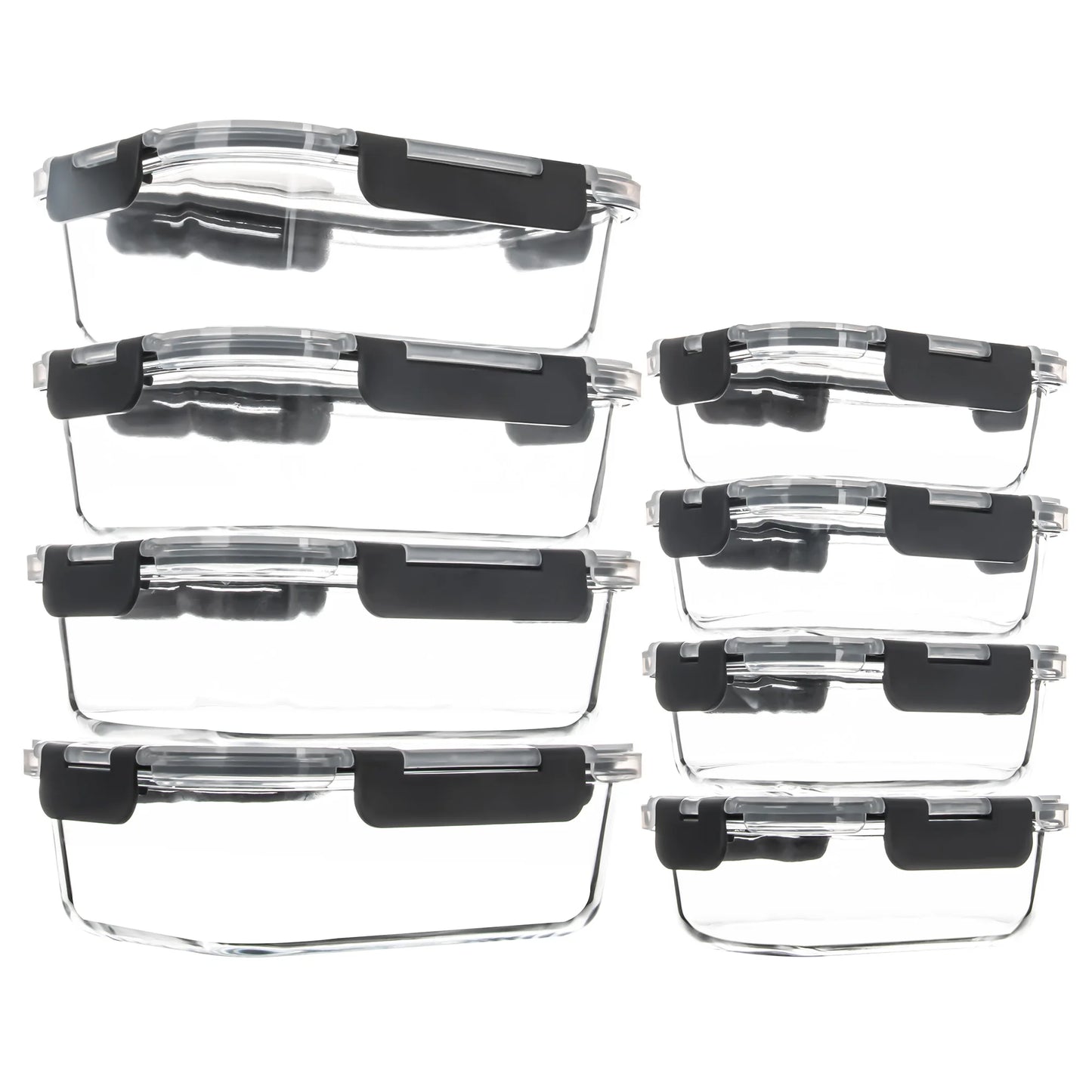 8 Piece Borosilicate Glass Food Storage Containers Set Leakproof Lids