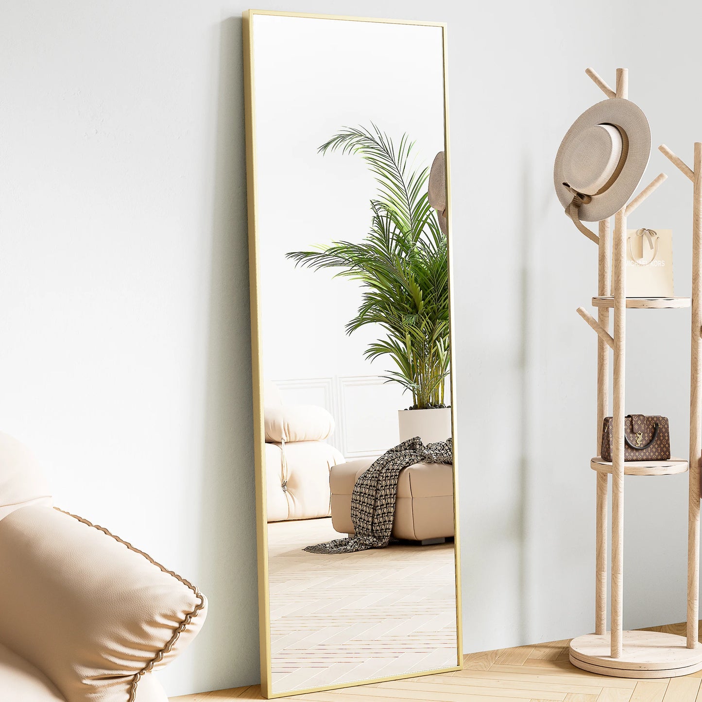 Full Body Wall Mirror with Aluminum Frame for Elegant Home Decor