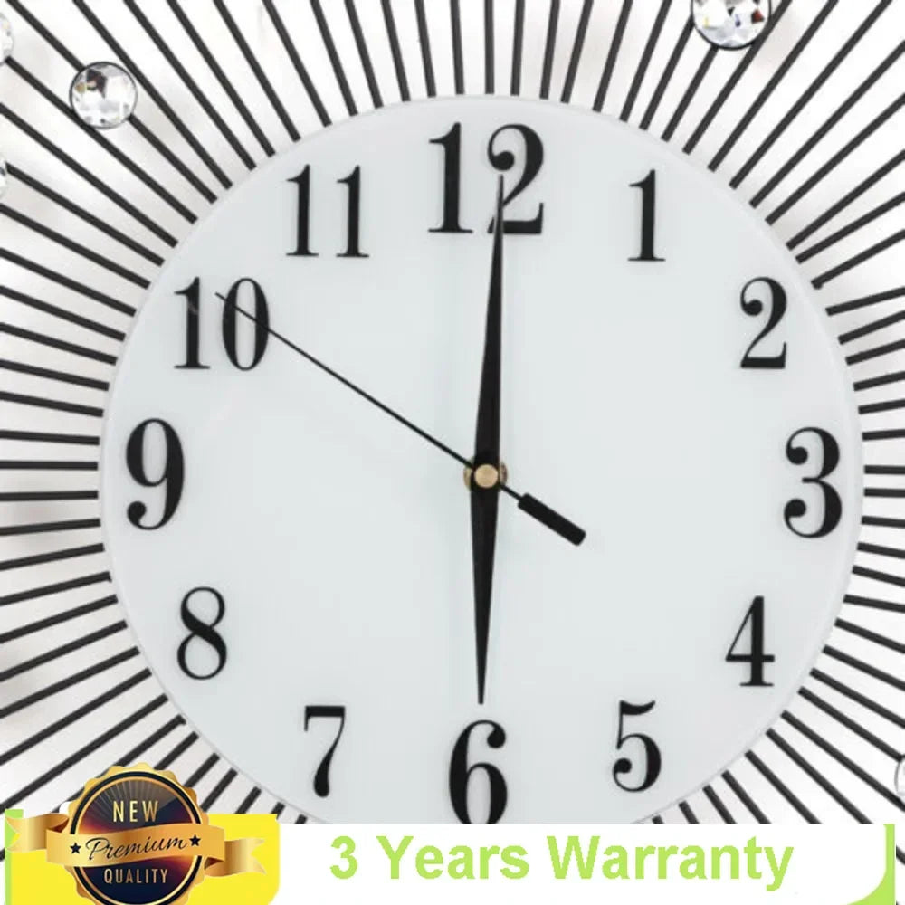 Display Sunburst Metal Wall Clock Diamond Modern Luxury
