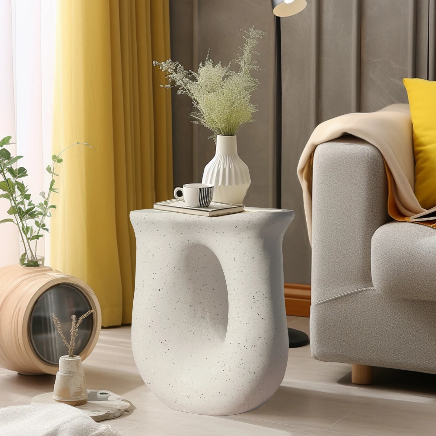 Folded U Shaped Geometric Side End Table Lightweight