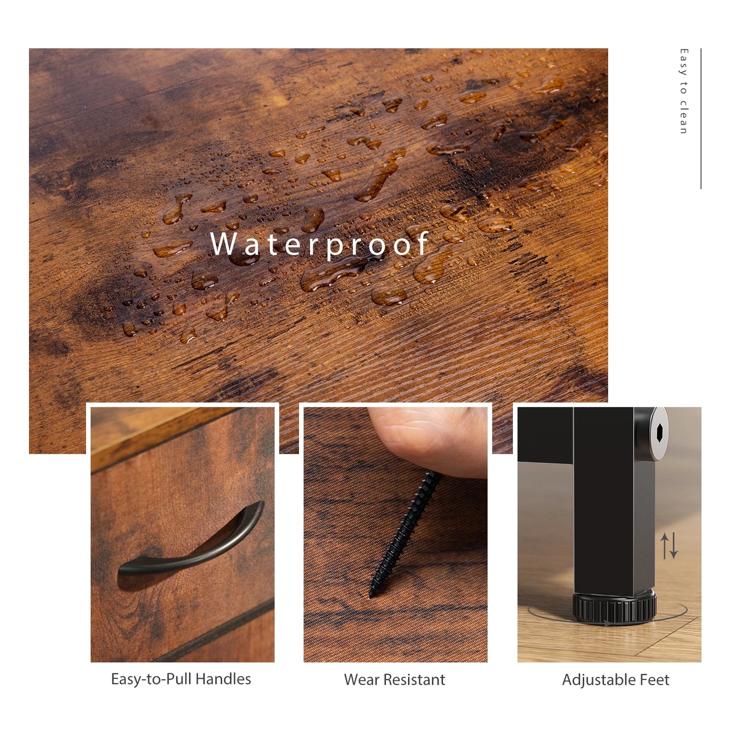 JHK Bedside Table With Fabric Drawers Steel Frame Storage