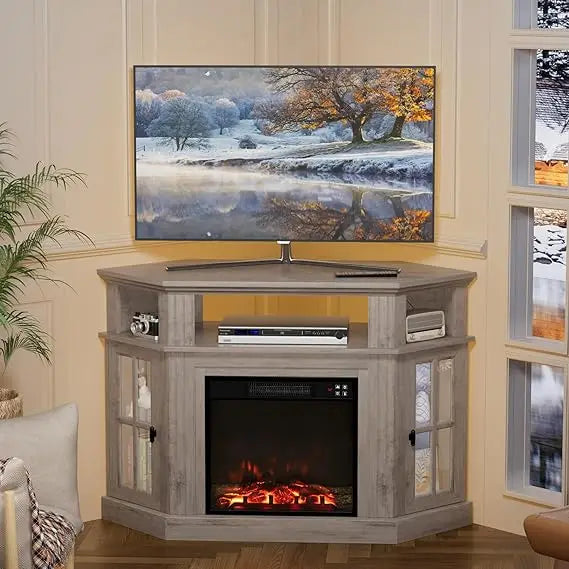 Color Fireplace Corner TV Stand With Electric Fireplace