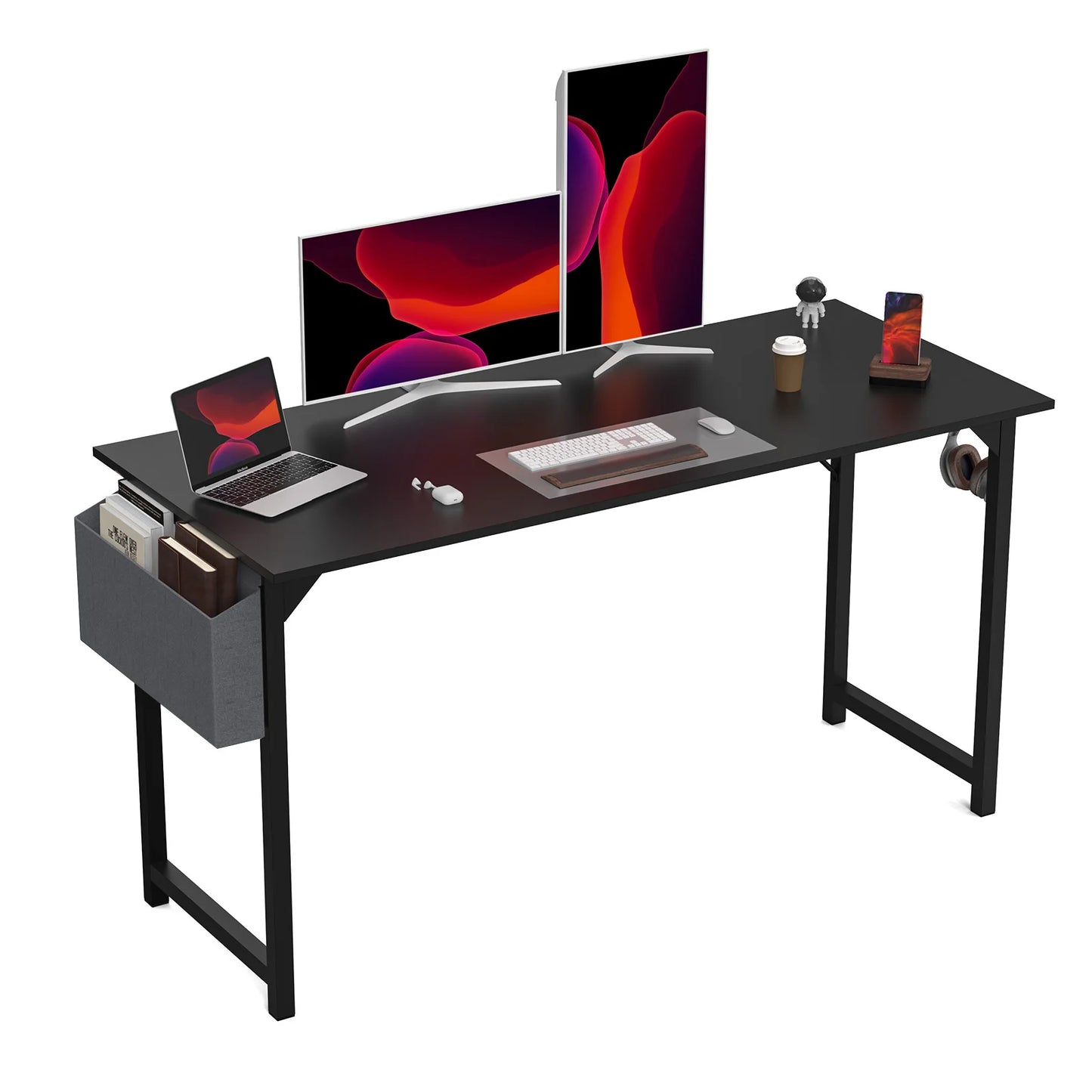 JHK Computer Desk Study Table With Side Bag Headphone Hook