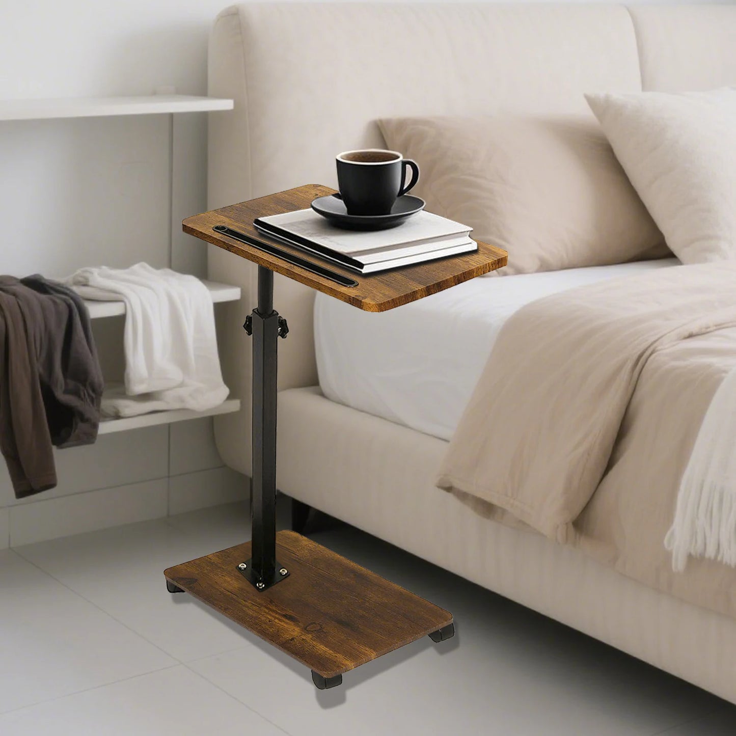 C Shaped Adjustable Side Table For Couch And Living Room