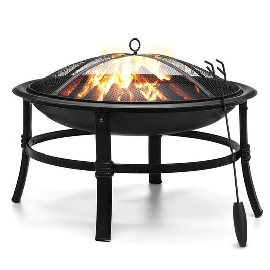 SinglyFire Outdoor Wood Burning Round Fire Pit With Cover