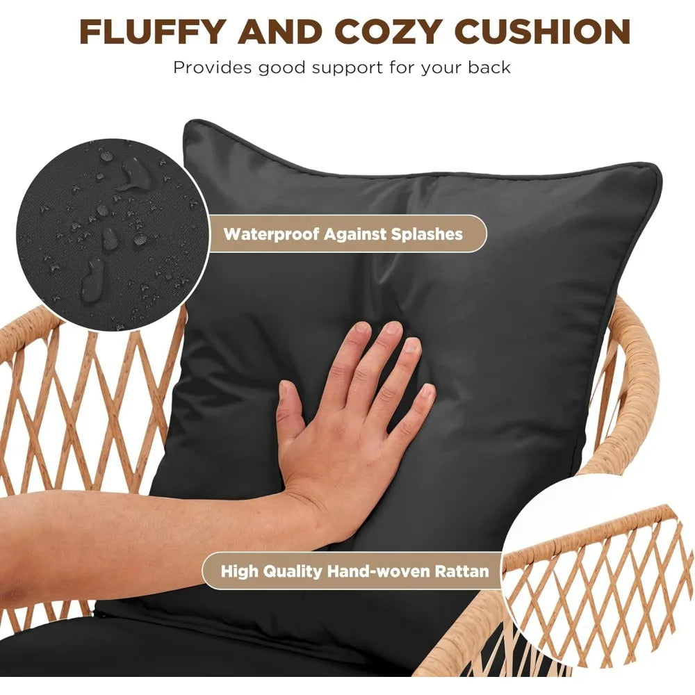 All Weather Rattan Patio Dining Set With Removable Cushions