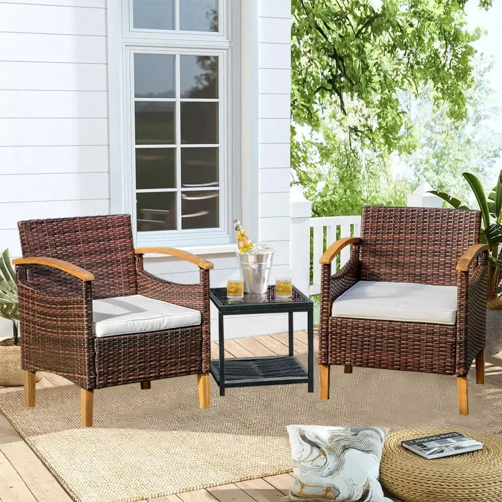 ZUIYU 3 Piece Outdoor Patio Furniture Set With Table