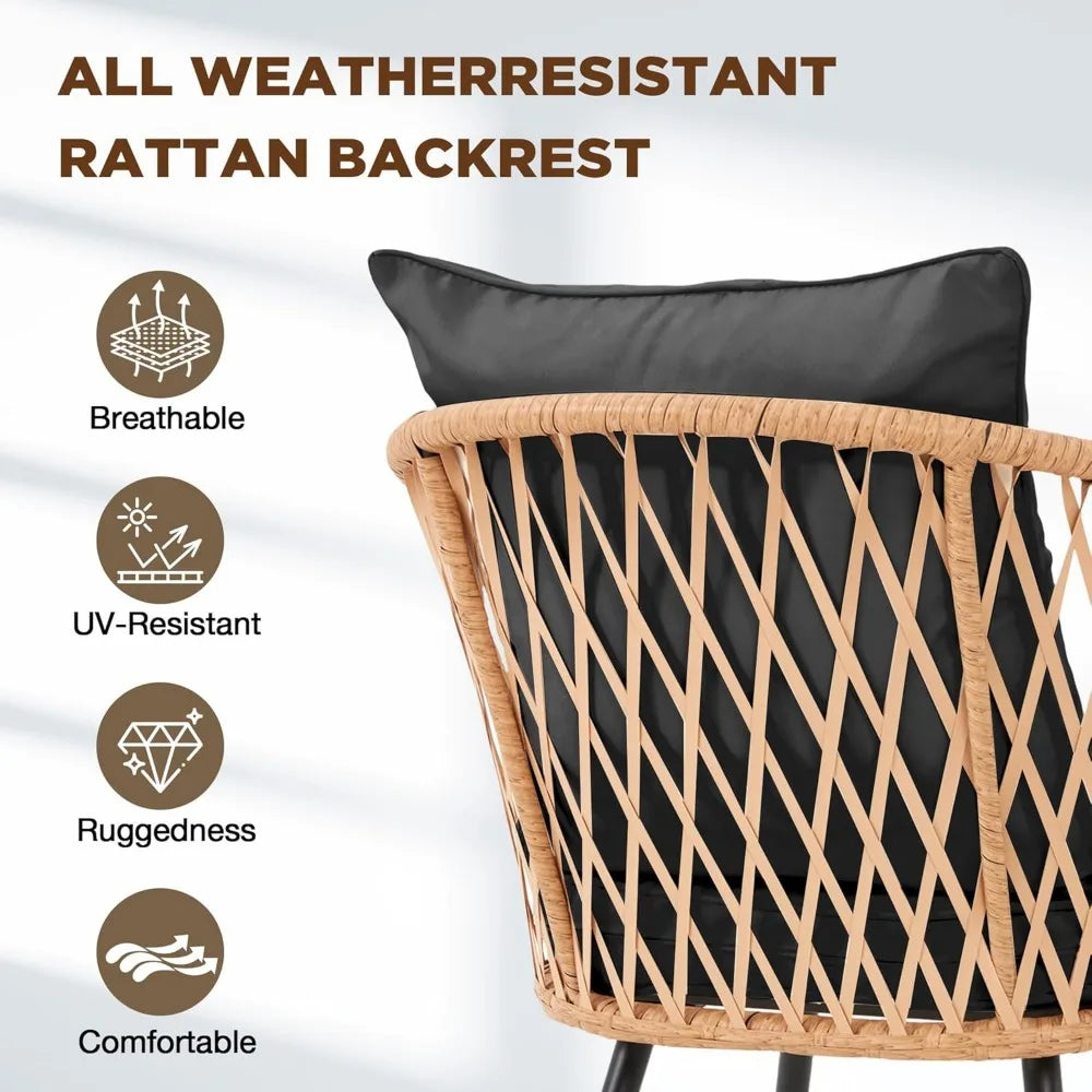 All Weather Rattan Patio Dining Set With Removable Cushions