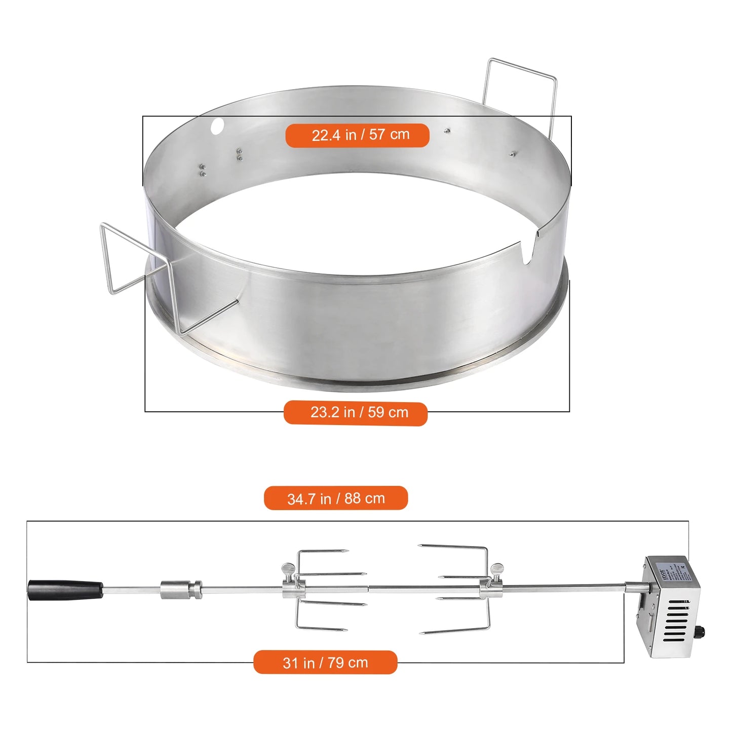 SucceBuy Universal Grill Rotisserie Kit for Grills with 9W Motor