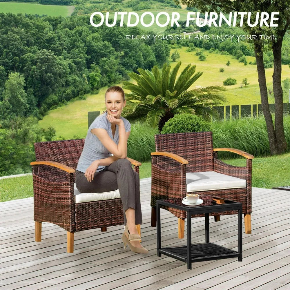 ZUIYU 3 Piece Outdoor Patio Furniture Set With Table