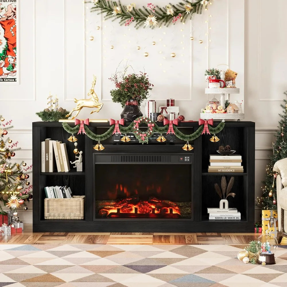 Fireplace TV Stand Farmhouse Entertainment Center Electric