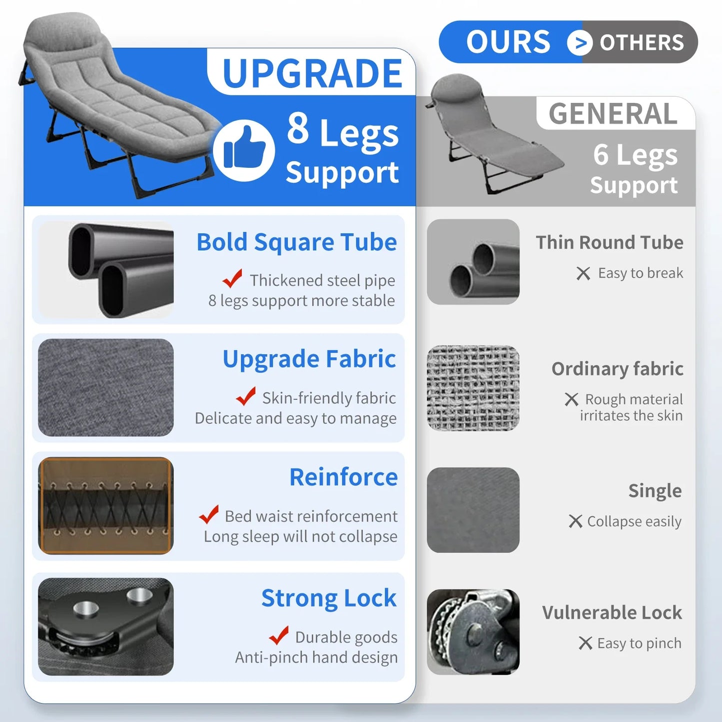 Snozeflex American Folding Bed Single Sofa Nap Lounge Chair