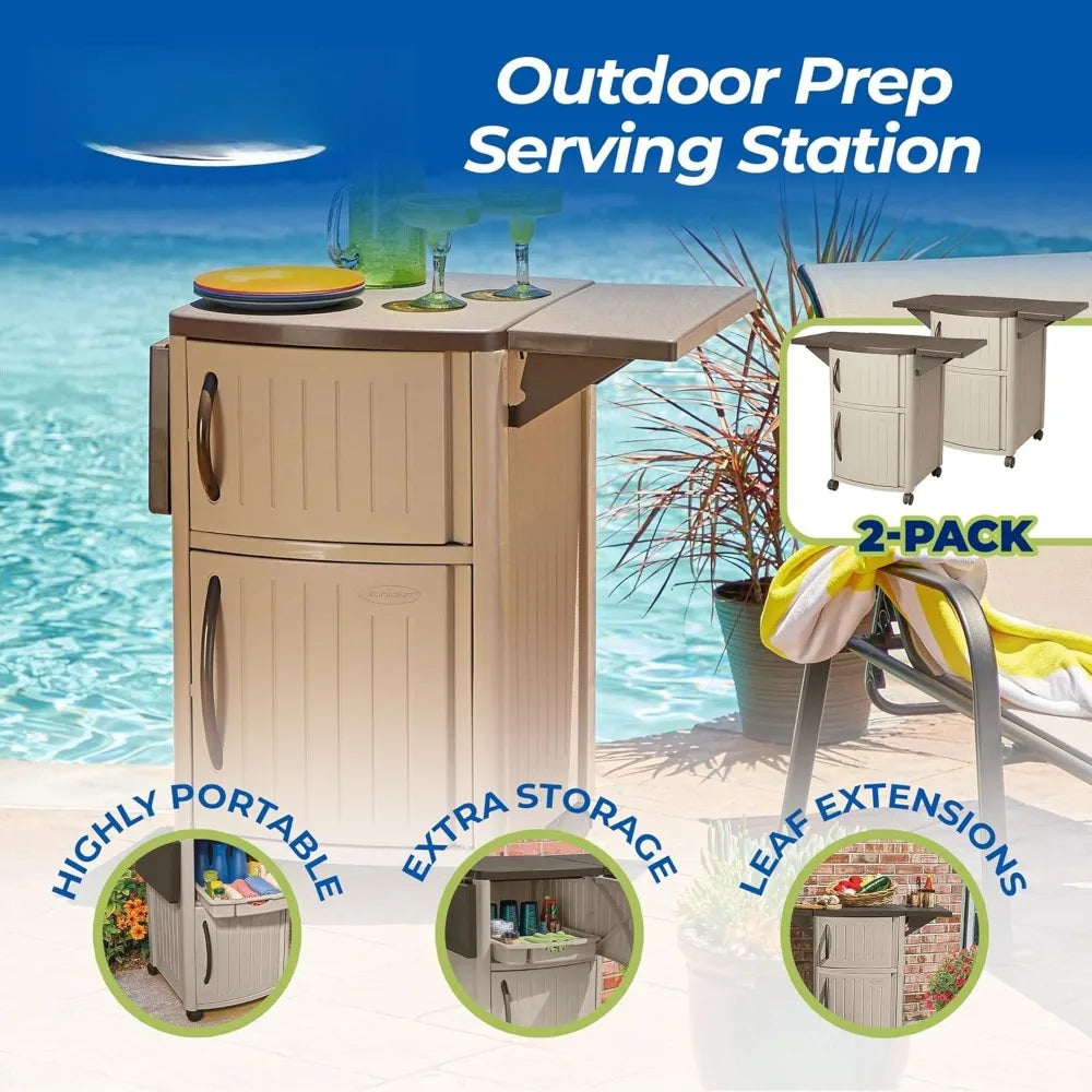 RBXCHign Outdoor Grill Prep Station Cart Storage Cabinets