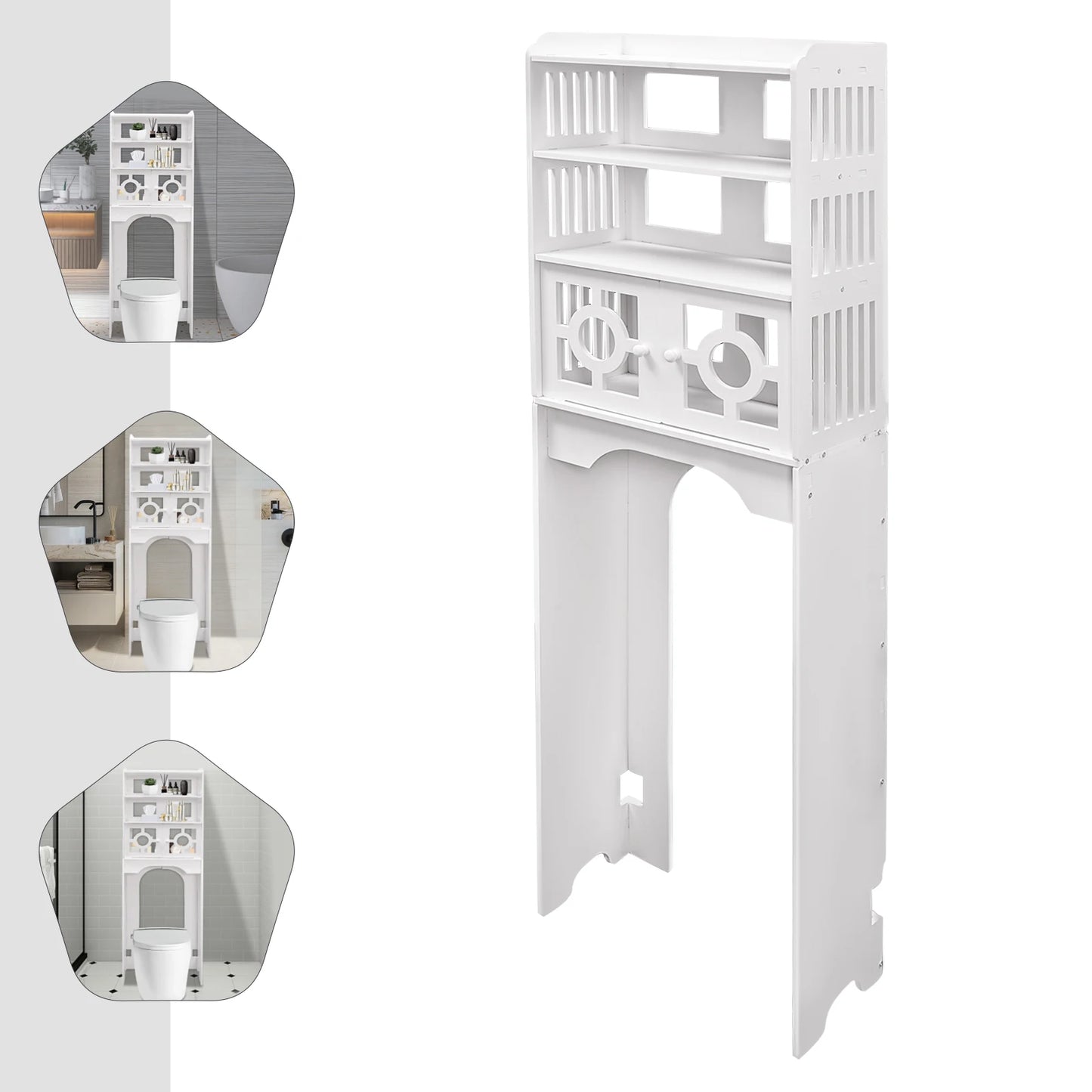 Bymaocar Four Tier Bathroom Cabinet Over Toilet Storage