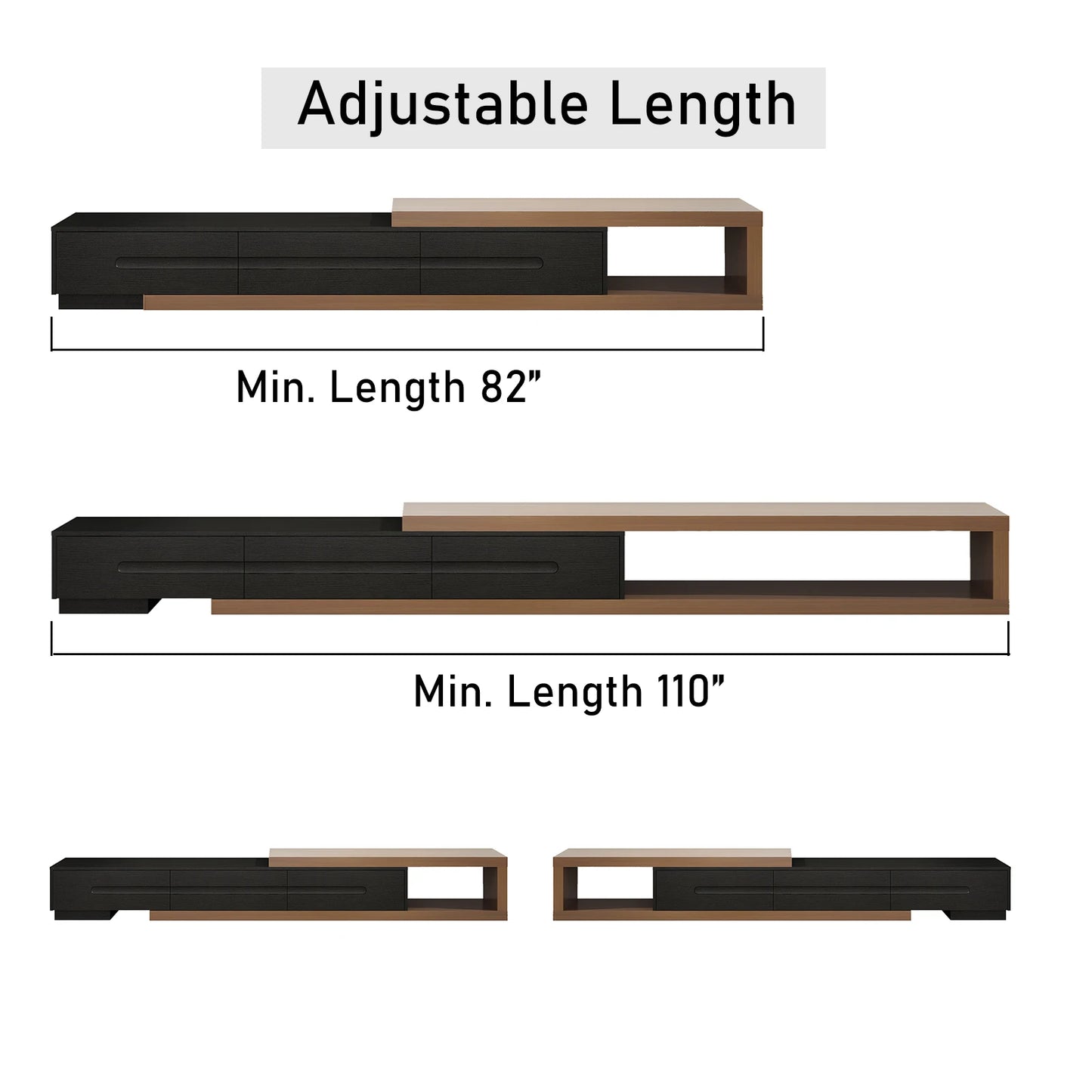 Extendable Wood TV Stand for Up to 120 Inch TVs