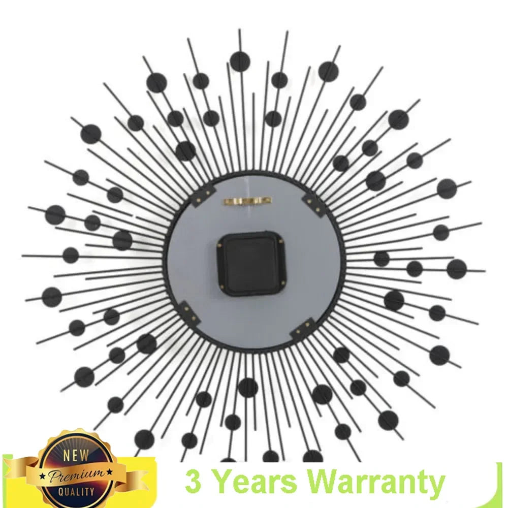 Display Sunburst Metal Wall Clock Diamond Modern Luxury