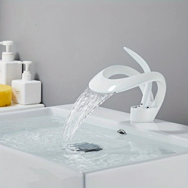 Hign-concerned Waterfall Single Handle Bathroom Sink Faucet
