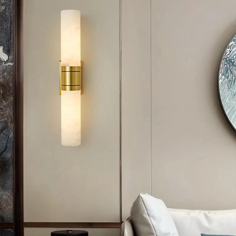 Luxury Marble LED Wall Lamp Copper Wall Light Indoor Villa