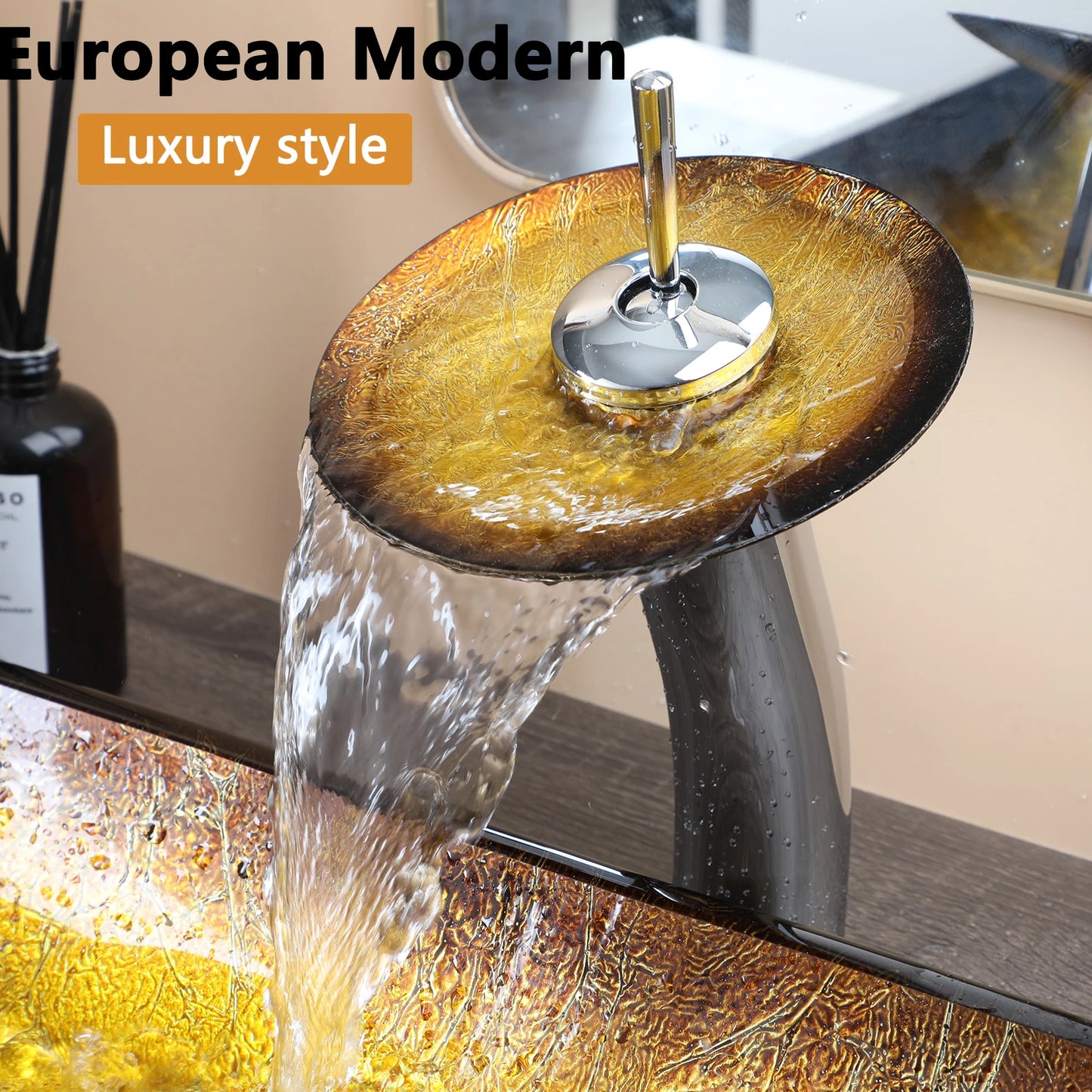 Torayvino Tempered Glass Basin Sink With Faucet Tap