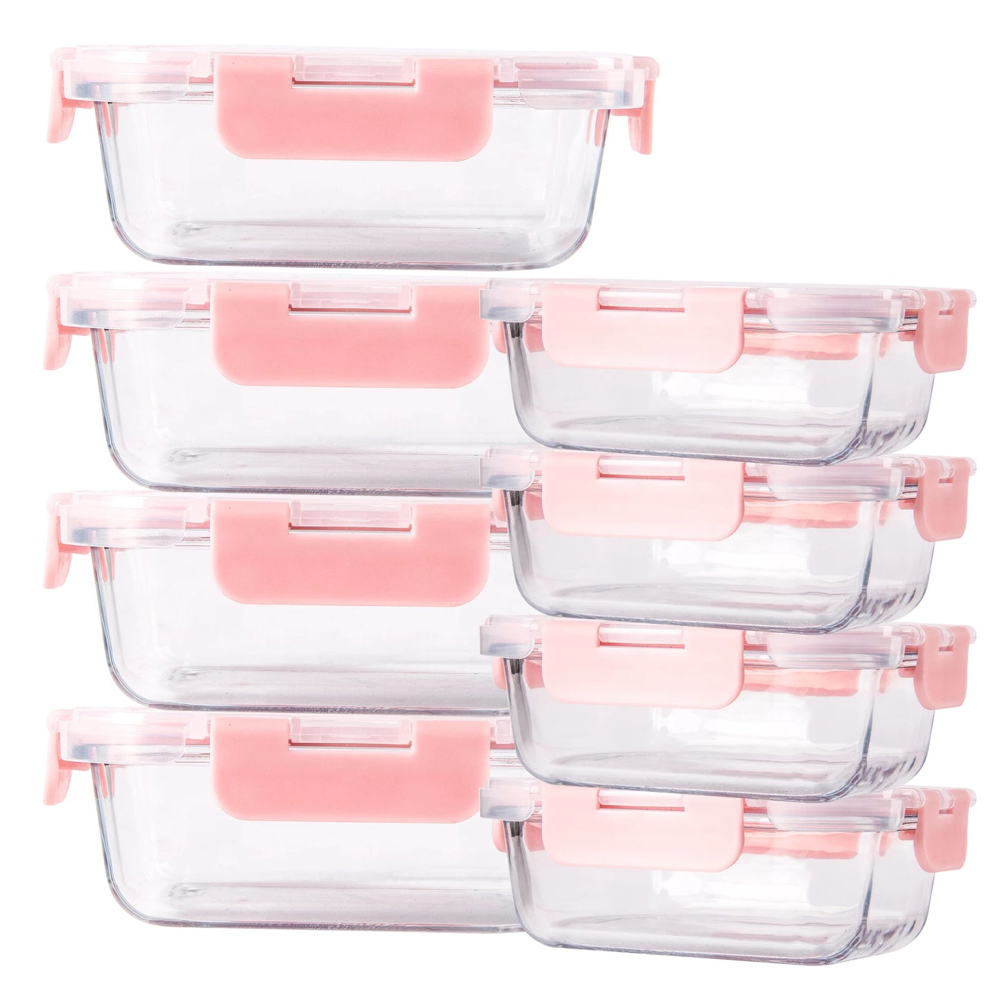 8 Piece Borosilicate Glass Food Storage Containers Set Leakproof Lids