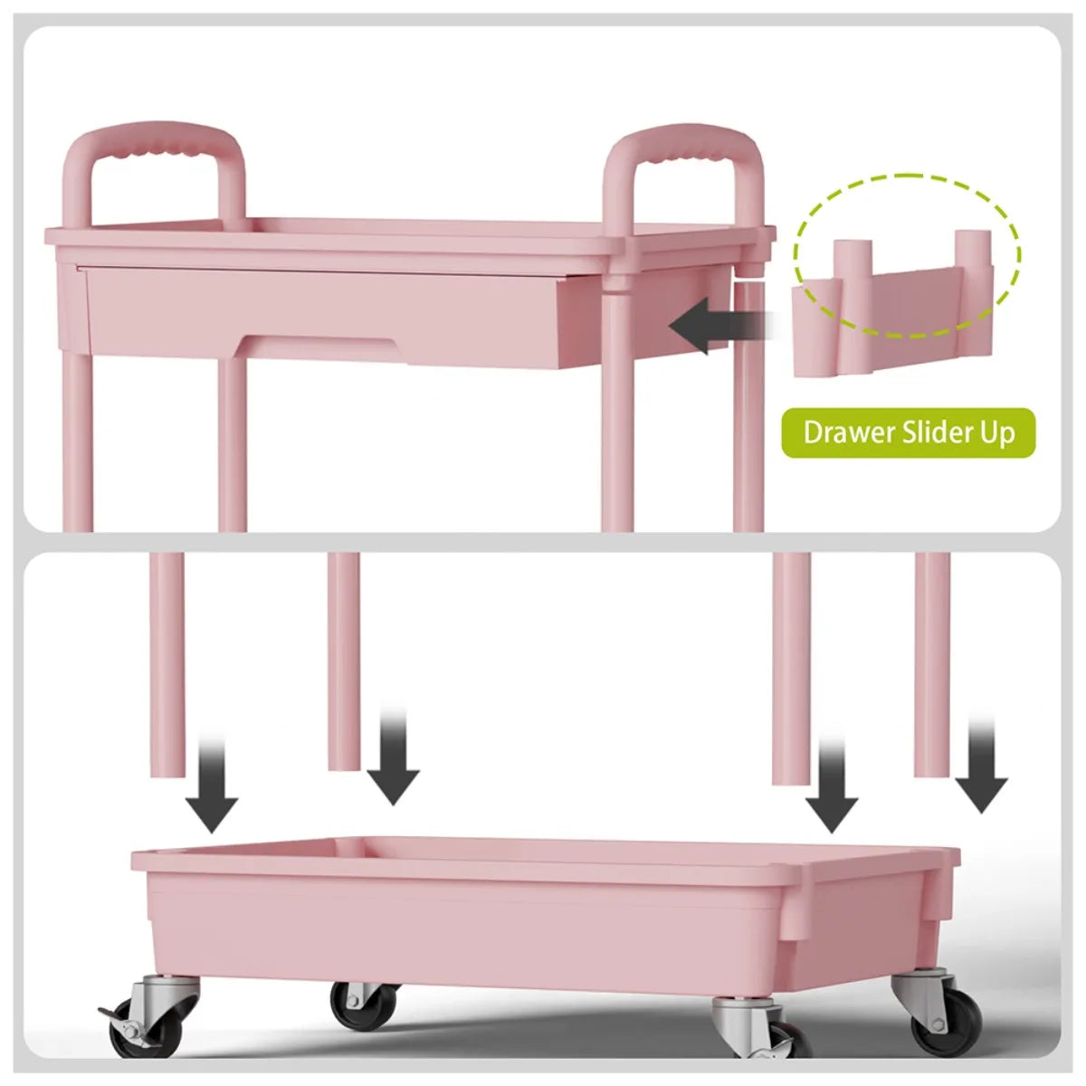 Hign-concerned 5 Tier Rolling Utility Cart With Drawer Kitchen