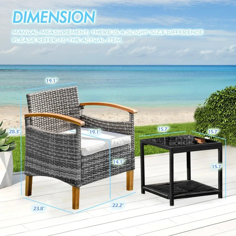 Zuiyu 3 Piece Outdoor Patio Furniture Set With Table Chairs
