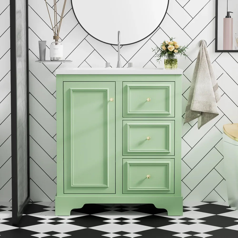 LWOHign Concerned Vanity With Sink Modern Storage Cabinet