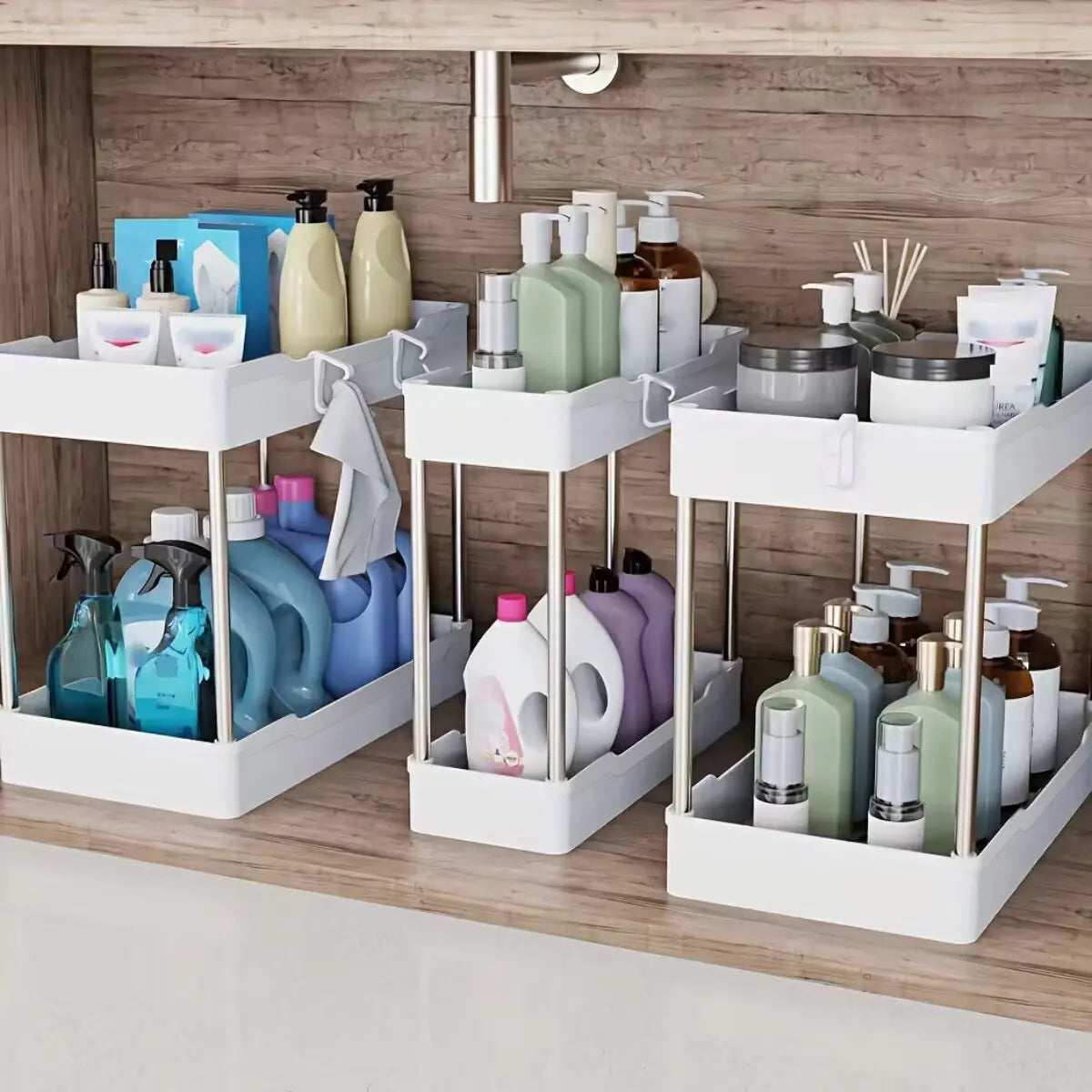 Under Sink Organizer Trio Storage Racks For Cosmetics