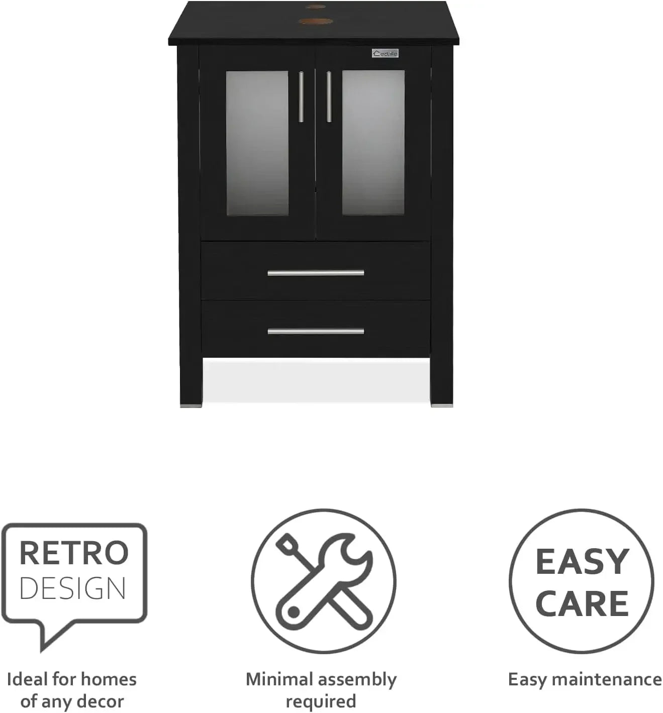 XMSJ Modern Vanity Sink With Tempered Glass Vessel Faucet