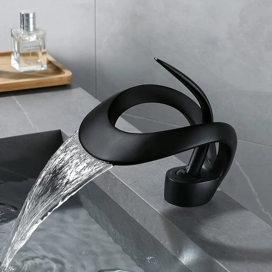 Hign-concerned Waterfall Single Handle Bathroom Sink Faucet