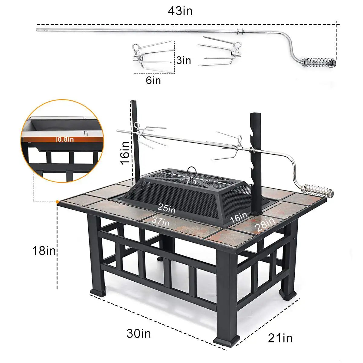 Outdoor Fire Pit Garden Wood Burning Steel Grill Heater