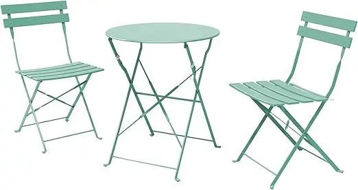 Abo 3 Piece Folding Bistro Set Outdoor Patio Table Chairs