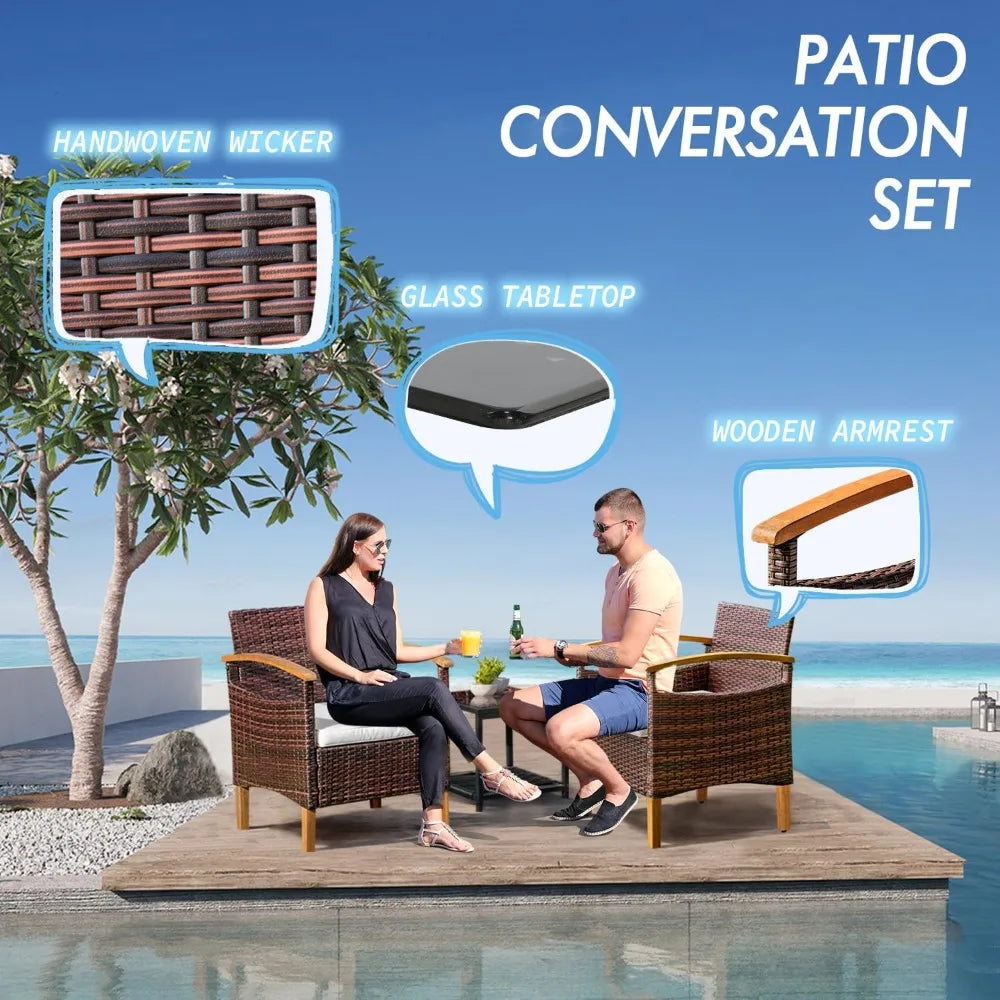 ZUIYU 3 Piece Outdoor Patio Furniture Set With Table