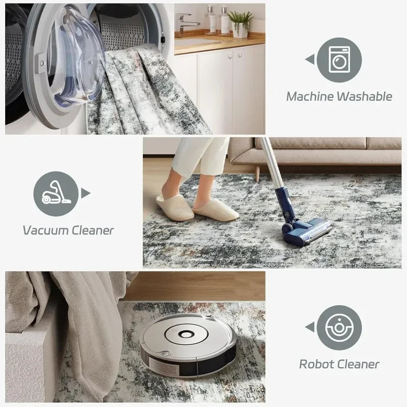 Modern Abstract 8x10 Area Rug for Washable Stain Resistance